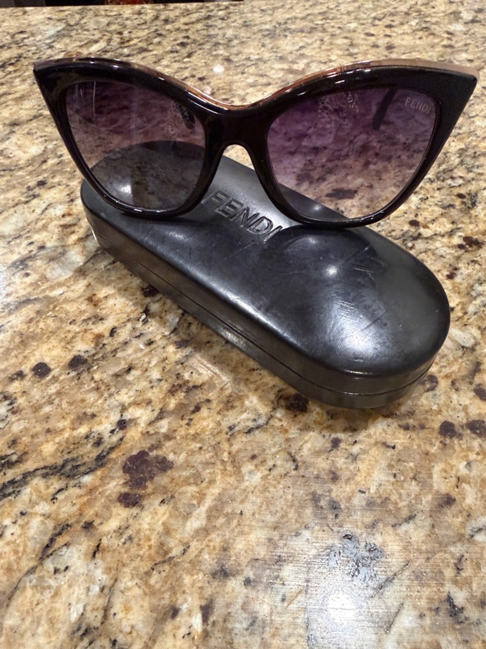 Fendi Cat-Eye Sunglasses - Black Frame with gold upper line